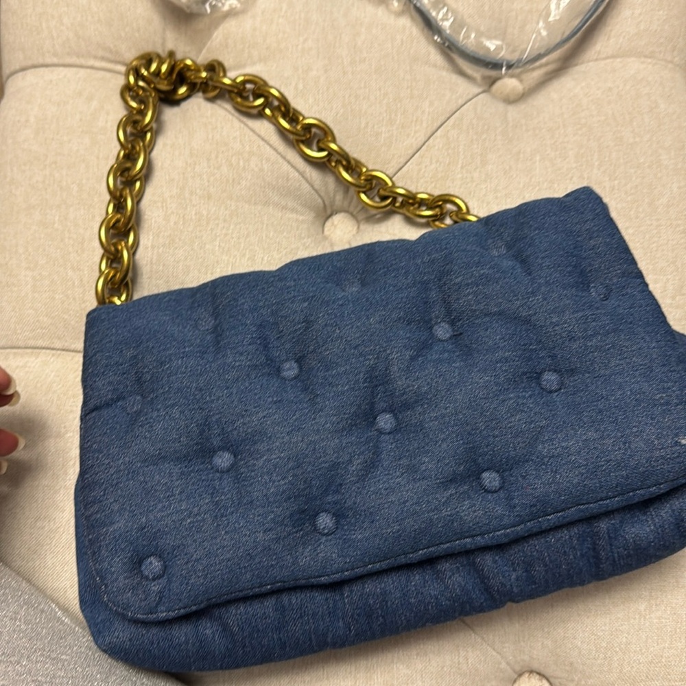 Great tufted denim shoulder bag for sale
